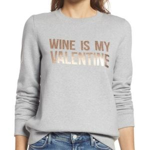 NEW Halogen Wine Is My Valentine Single Lady Grey Sweater